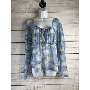 Sheer Tunic Top Cherub Angels Valentines Cupid Long Sleeve Shirt Womens Size 4X